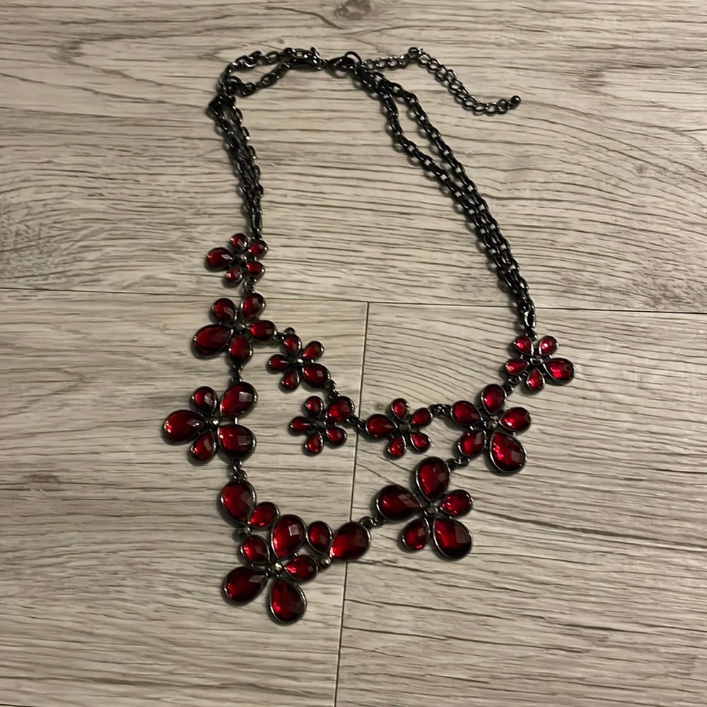 Red flower necklace